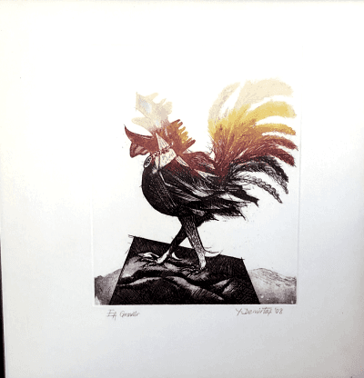  Gravür Baskı / Horoz 40x40 cm - Yusuf Demirtaş